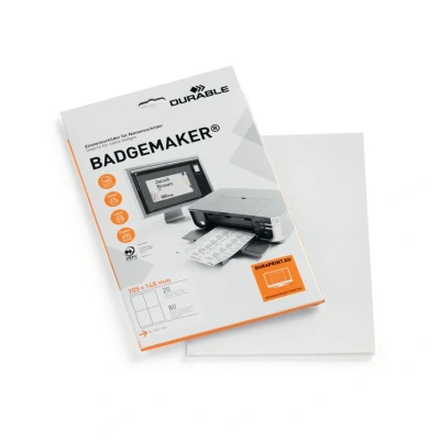 Image of Durable BADGEMAKER® Inserts A6 Pack of 80 Printable Name Badge Create Professional Badges In Minutes