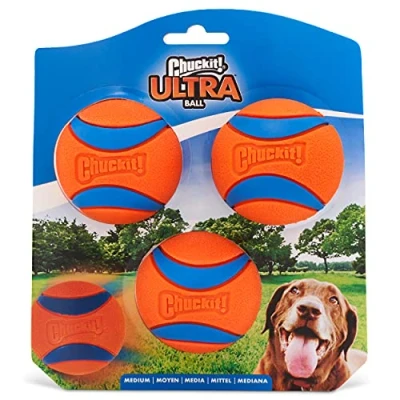 Image of ChuckIt! Ultra Ball Dog Toy Durable Rubber High Bounce Floating Chuck It Launcher Compatible Balls For Dogs, 3 Pack, Medium