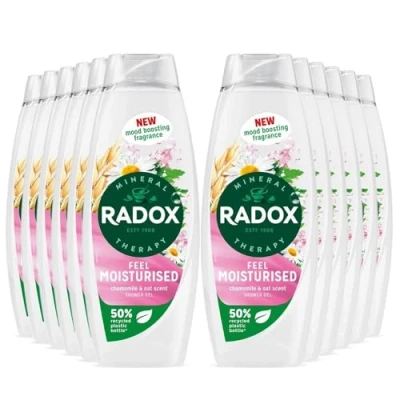 Image of Radox Mineral Therapy Shower Gel Feel Moisturised with Nature Inspired Mood Boosting Fragrance Body Wash for Men and Women Blended Chamomile Oat, 450ml (Buy 12)