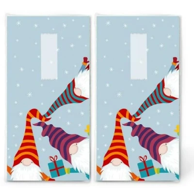 Image of 20 Individual Handkerchiefs Christmas Winter Gnome in a Circle. 2 Packs of 10 Paper Printed as Gift