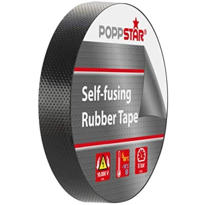 Image of POPPSTAR 1x Self fusing Universal Insulating Tape, Sealing LxWxH 10m x 19mm 0.76mm, Black
