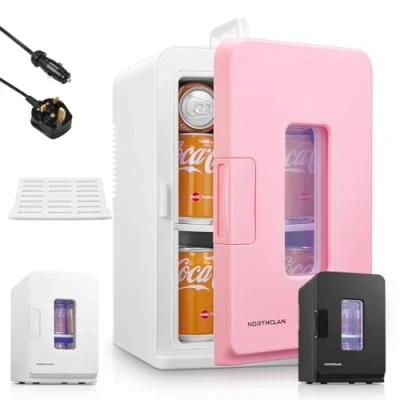 Image of NORTHCLAN Mini Fridge, 15L/21 Cans Portable Cooler and Warmer, Skincare Small Fridge for Bedrooms, Food, Drinks, Cosmetics, Max &amp; ECO Mode, AC+DC Power, Pink