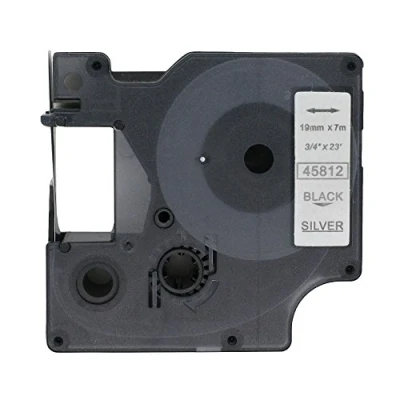 Image of BROVACS 1 Pack Black on Silver Label Tape Compatible for DYMO D1 45812 19mm 3/4&quot; OPA2312