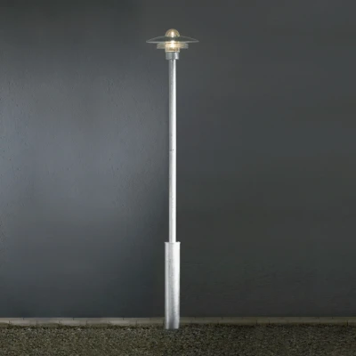 Image of Modena Outdoor Modern Pathway Lamp Post Galvanised Steel, IP44