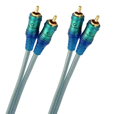Image of OEHLBACH Ice Blue RCA Cable 1.5 m Audio for Turntable, Home Cinema and HiFi System Double Shielded Made of OFC 2 x Blue/Transparent