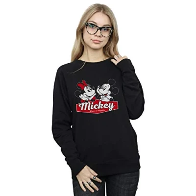 Image of Disney Women&#039;s Mickie and Minnie 90 Years Sweatshirt Black Large