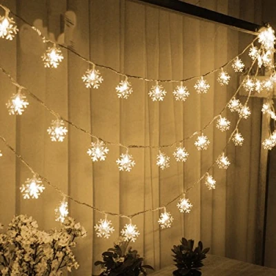 Image of TRIXES Snowflake Lights Indoor Christmas Decoration Fairy 1.5m 20 Warm White LED Xmas Window Decorations for Indoors