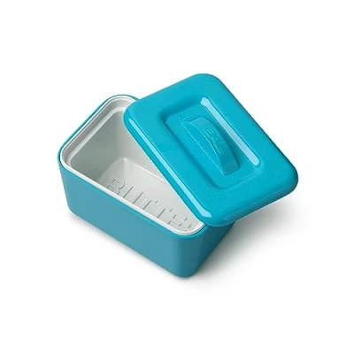 Image of Zeal Insulated Butter Dish, Large 500 grams Capacity Double Walled Tub/Container with Lid, Melamine Aqua Blue
