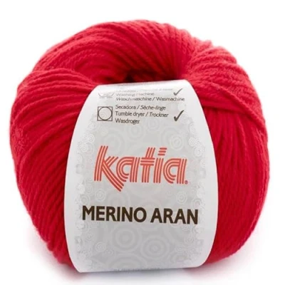 Image of Katia Merino Aran Yarn, Red Colour Cod. 4