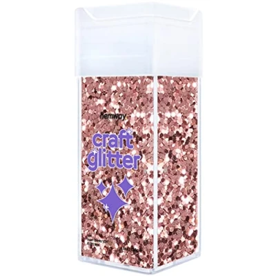 Image of Glitter for Craft Shaker Rose Gold Resin Tumblers Cards Christmas Jewellery Candle Super Chunky Nail Face Cosmetic 110g / 3.9oz