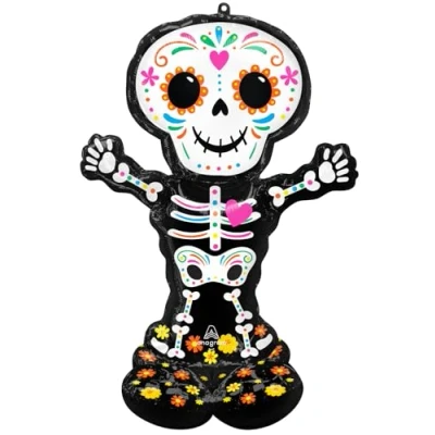 Image of Amscan Anagram 4317911 Halloween Day of the Dead Skeleton Airloonz Air Filled Foil Balloon 52&quot;