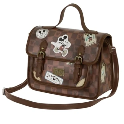 Image of Disney Mickey Mouse Journey Satchel Shoulder Bag Backpack, Brown, 27 x 20 cm