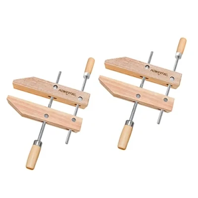 Image of POWERTEC 71524 Wooden Handscrew Clamp 10 Inch Hand Screw Clamps for Woodworking, 2PK