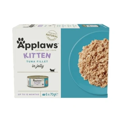 Image of Applaws Natural Wet Cat Food, Kitten Tuna Multipack in Jelly 70 g Tin 4x6 (Total 24 Tins)