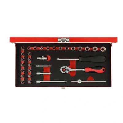 Image of Gedore Red Socket Spanner Set 1/4 Inch 32 Pieces