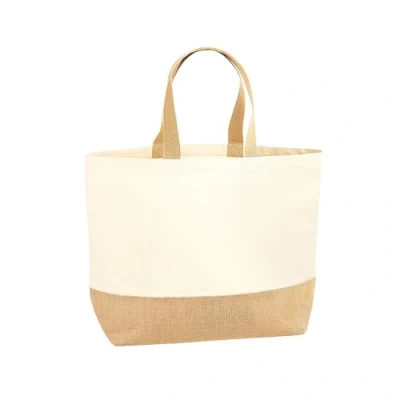 Image of Westford Mill W452 Jute Base Canvas Tote XL Durable and Stylish Reusable Bag for Shopping More