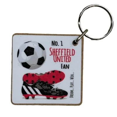 Image of WHITE COTTON CARDS Blades Sheffield Utd United FC Football Club Fan KEYRING (K FN28)