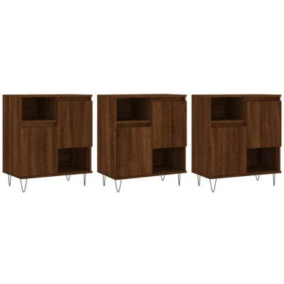 Image of vidaXL Sideboards 3 pcs Brown Oak Engineered Wood