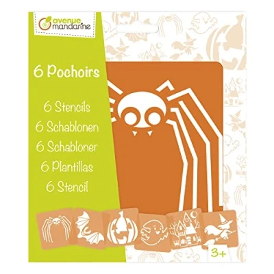 Image of Avenue Mandarine Ref PO003O Stencil Set Halloween Designs 6 Stencils Per Pack, Translucent for Easy Placement, Compatible with Felt Tips, Pencils, Paint &amp; More, Green