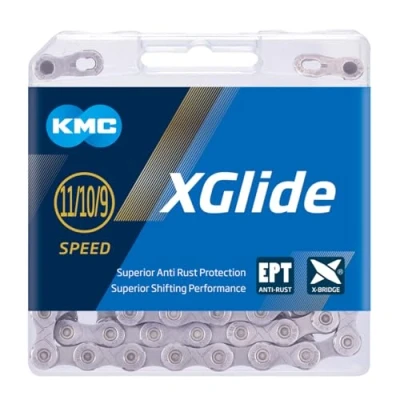 Image of KMC xGlide EPT 9, 10 &amp; 11 Speed Chain, Dark Silver, 118 Link