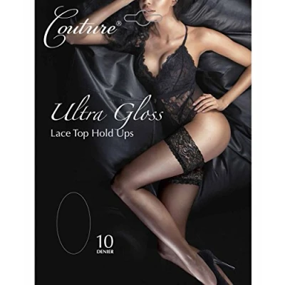 Image of Couture Ultra Gloss Lace Top Hold Ups Nude Medium