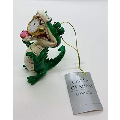 Image of Gisela Graham Resin Crocodile/Clock hanging christmas decoration