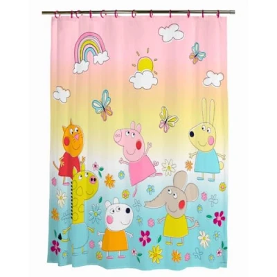 Image of Franco Peppa Pig 13 Piece Shower Curtain and Ring Set, (100% Officially Licensed Product)