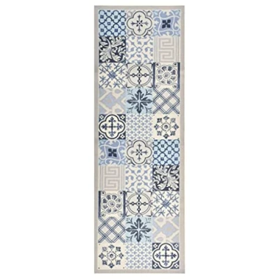 Image of vidaXL Kitchen/Multipurpose Floor Mat Absorbent and Dirt Resistant, Mosaic Pattern, Made with Velvet Latex, 150 x 45 cm, Rectangular, Machine Washable, For Indoor Outdoor Use, Multicolour