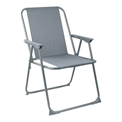 Image of Grey Folding Metal Beach Chair By Harbour Housewares