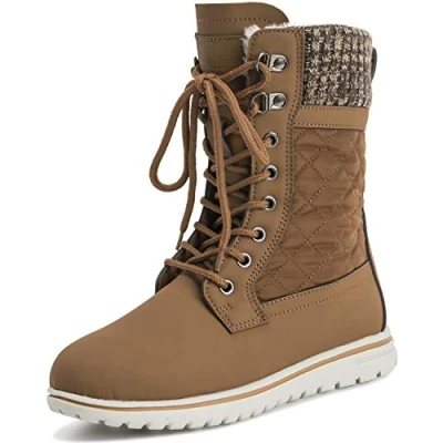 Image of Polar Boot Womens Quilted Short Snow Winter Faux Fur Warm Durable Waterproof Boots 3 TAN36 AYC0527