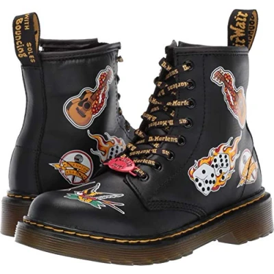 Image of Dr. Martens Kid&#039;s Collection Unisex 1460 Patch Boot (Little Kid/Big Kid)