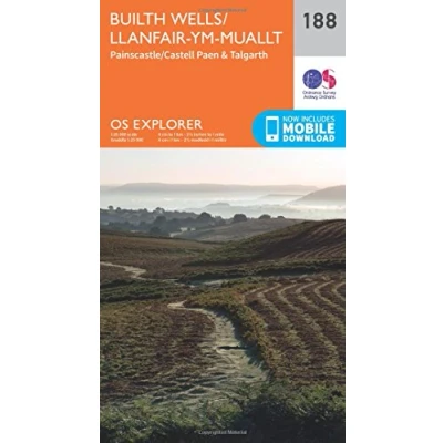 Image of Builth Wells / Llanfair ym Muallt Map Painscastle Castell Paen &amp; Talgarth Ordnance Survey OS Explorer 188 Wales Walks Hiking Maps Adventure