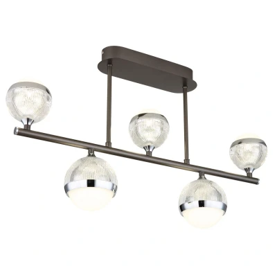 Image of Untsy Integrated LED Semi Flush Ceiling Light Titanium Color Brushed 5x Dimmable 2700 6000K Remote Control
