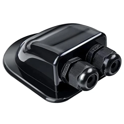 Image of Solar Double Cable Entry Gland, Waterproof Photovoltaic Plastic Bracket Curved Connector ABS Dual Housing for Panels of RV Caravan Boat