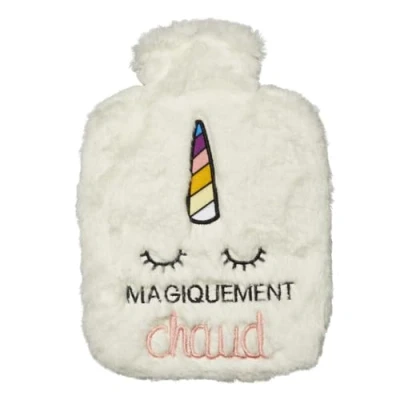 Image of Toga borsa dell&#039;acqua calda in peluche con unicorno, fodera finta pelliccia 100% poliestere, facile da usare, riutilizzabile all&#039;infinito, portare ovunque