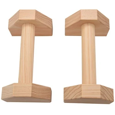 Image of veorly 1 Pair Parallettes Calisthenics Handstand Bar Wooden Fitness Exercise Tools Training Gear Push Ups Double Rod Stand