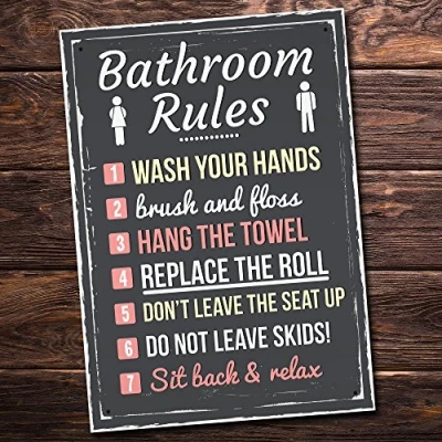 Image of RED OCEAN Bathroom Rules Funny Toilet Door Wall Sign Plaque Gentlemen Ladies Loo Novelty Joke Gift