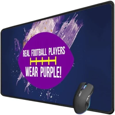 Image of Large Gaming Mouse Pad,Extended Mousepad with Non Slip Rubber Base for Laptop Computer Desktop Keyboard,Stitched Edges Football Purple Mat