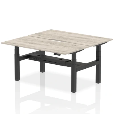 Image of Air B2B 1600x800 Adjustable 2P Bench Desk Scalloped Grey Oak/Black