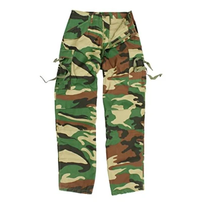 Image of US M65 Style Army Cargo Vintage Camo Combat Trousers Pants (L, Woodland)