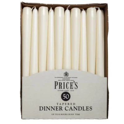 Image of Prices Pack Of 50 Dinner Candles Ivory