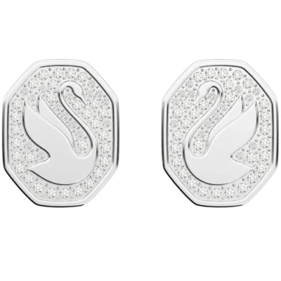 Image of Swarovski Signum stud earrings, White, Rhodium plated
