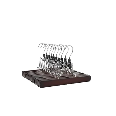 Image of Amazon Basics Wooden Pants Hangers, 10 Pack, 25 cm, Cherry