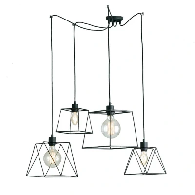 Image of BROOKLYN 4 Light Cluster Pendant Ceiling Black 250cm