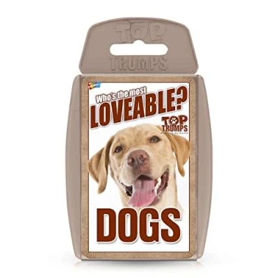 Image of Top Trumps Dogs Classics Card game, learn facts about the Boxer, Pug, Husky and Chihuahua in this educational packed Gifts Toys for Boys Girls Ages 6 plus , 2 player game.