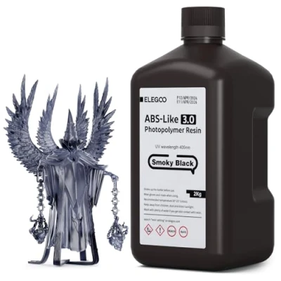 Image of ELEGOO ABS Like 3D Printer Upgraded Resin 3.0 Smoky Black 2kg, 405nm UV Curing Photopolymer for LCD Printing