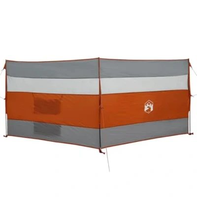 Image of vidaXL Camping Windbreak Grey/Orange 340x130 cm Waterproof Outdoor Barrier with Easy Setup and Portable Design