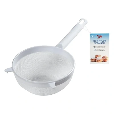 Image of Tala 10A10264 15cm White Nylon Sieve, Perfect for Straining, rinsing and Washing a Wide Selection of Foods Including Rice, Pulse Beans, Salad, Fruit Vegetables, Dishwasher Safe, Plastic