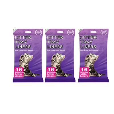 Image of Karrma Ltd Scented Cat Litter Liners, 48 Pack, (3CM x 7CM) Fits Small Medium Boxes, Leakproof, Odor Control, Easy Disposal, Strong and Durable White