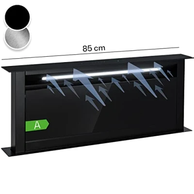 Image of Klarstein Downdraft Cooker Hoods 90cm, 2 in 1 Recirculating Hood &amp; Extractor Fan for Kitchen, 682m3/h Max Airflow, 8 Mode Kitchen with LED Light, Timer,